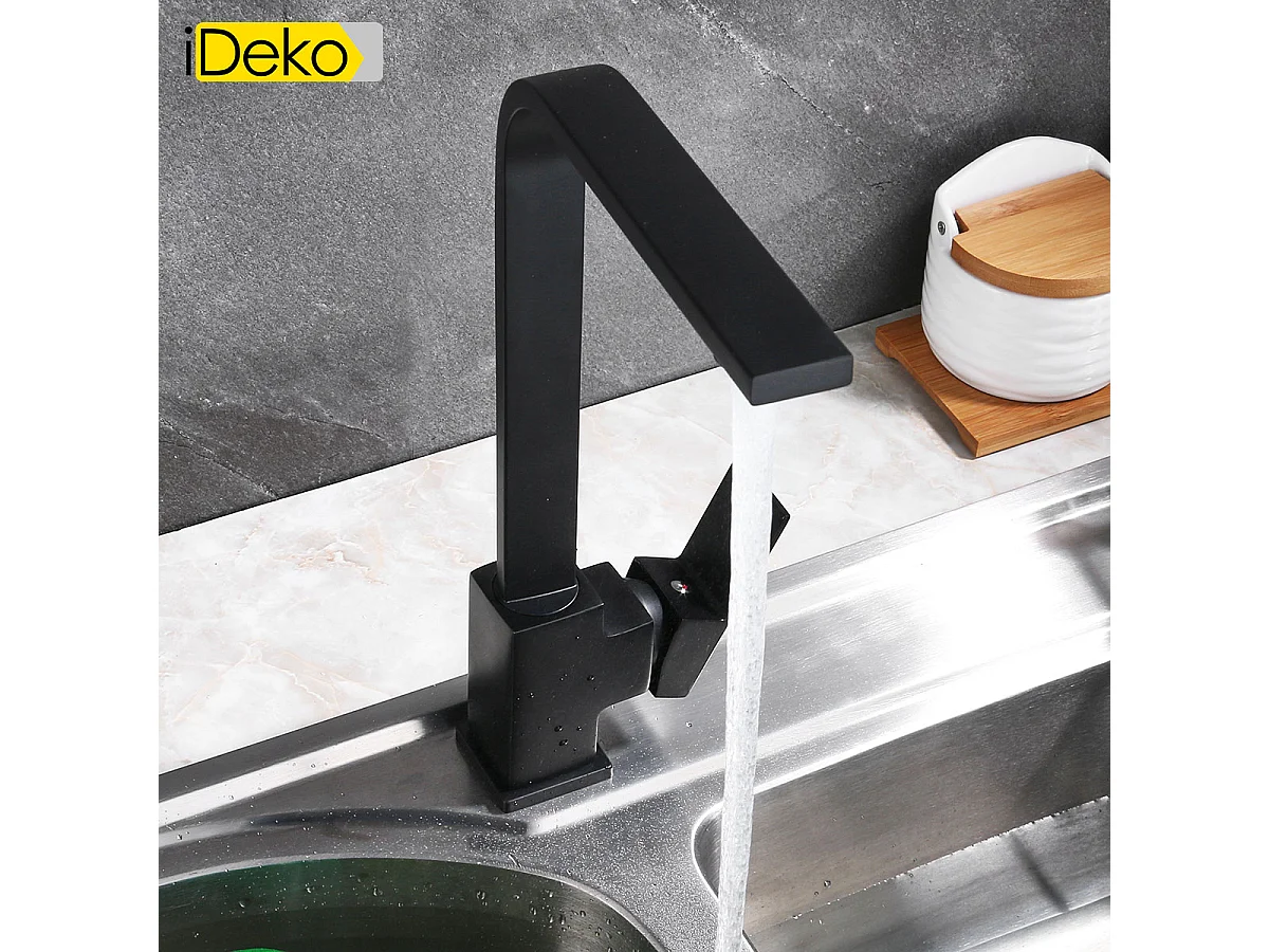 Robinet de cuisine noir à rotation de 360 degrés Mitigeur Cuisine Monocommande famille standard laiton