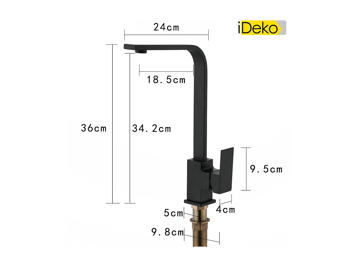 Robinet de cuisine noir à rotation de 360 degrés Mitigeur Cuisine Monocommande famille standard laiton