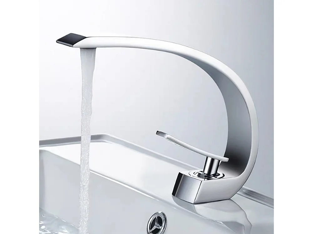 Robinet de salle de bain Mitigeur lavabo salle bain design moderne Laiton Céramique chrome IDK6101-1 avec flexibles