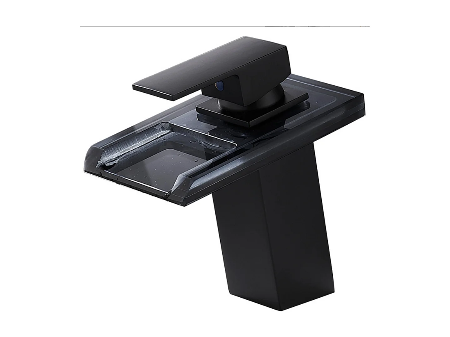 Robinet Mitigeur lavabo cascade salle de bain en céramique en verre Noir SANS LED & Flexible