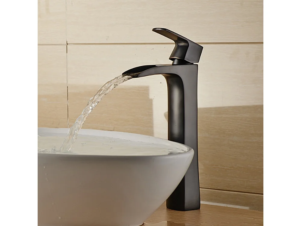 Robinet de salle de bains Mitigeur lavabo de haut Bronze huile Noir cascade robinet d'évier