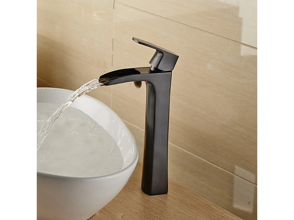 Robinet de salle de bains Mitigeur lavabo de haut Bronze huile Noir cascade robinet d'évier
