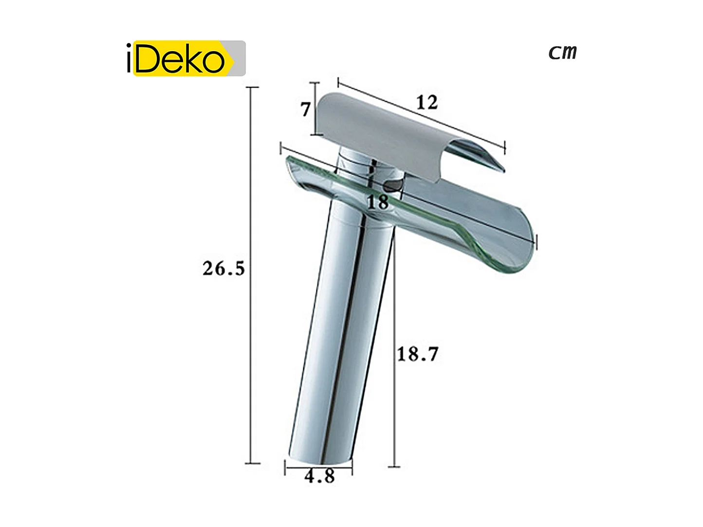 Robinet de salle de bain Mitigeur lavabo cascade haut de bec en verre