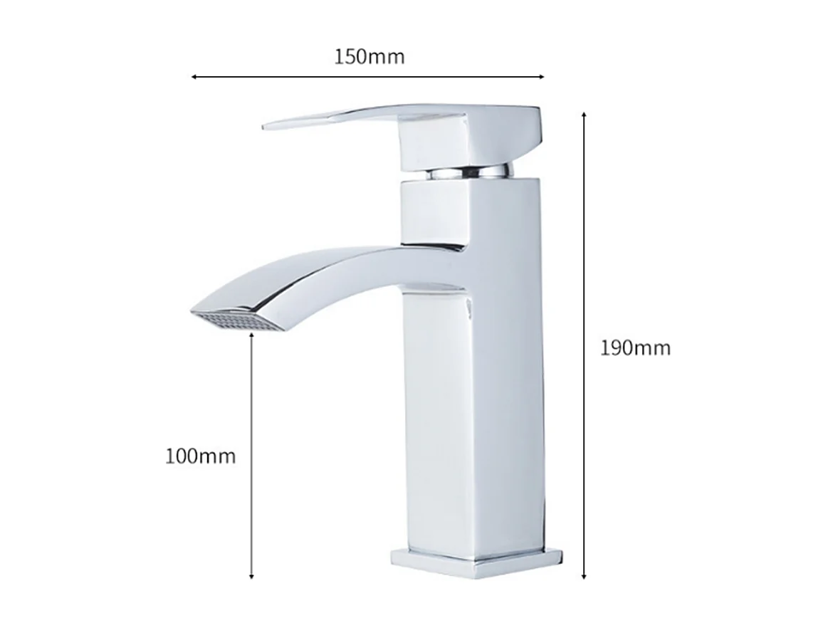 Robinet de salle de bains Mitigeur lavabo Robinet d'évier cascade chrome contemporain Monocommande