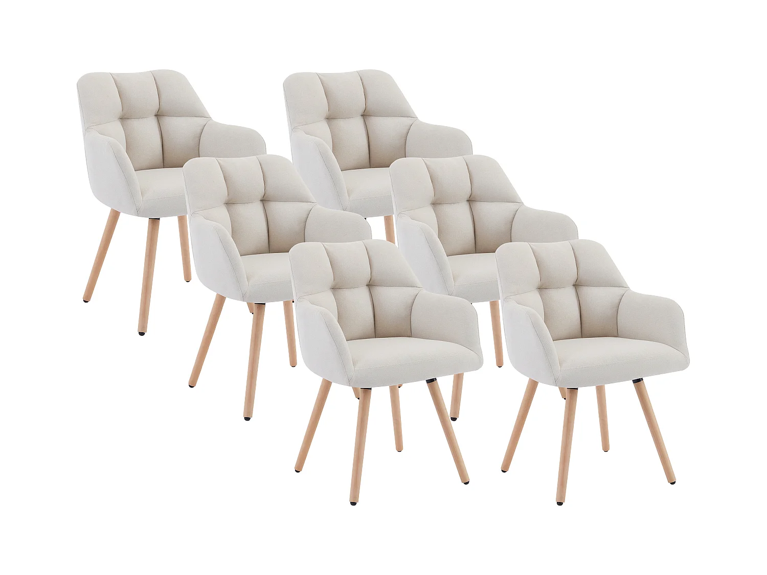 Set van 6 stoelen met armleuningen - Stof en beukenhout - Beige - PEGA van Pascal MORABITO