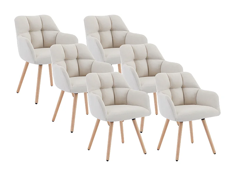Set van 6 stoelen met armleuningen - Stof en beukenhout - Beige - PEGA van Pascal MORABITO