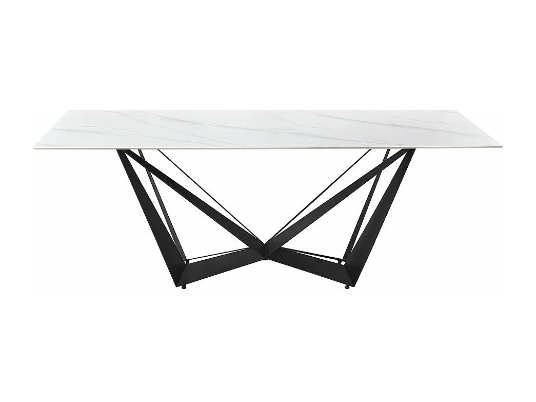 Mesa de comedor en mármol blanco FLORENCIA 200 x 100 x 76 cm Patas Metal
