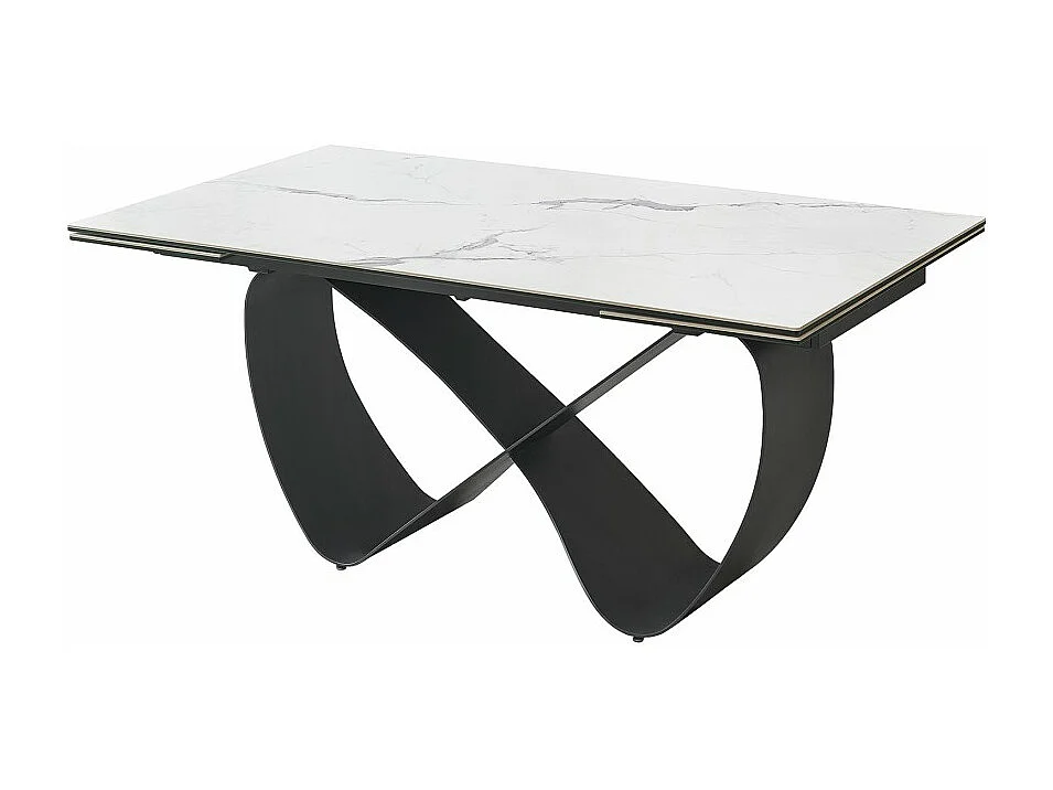Mesa de comedor extensible en cristal templado y porcelánico VENECIA 160/240(40+40) x 90 x 76 cm Patas metal