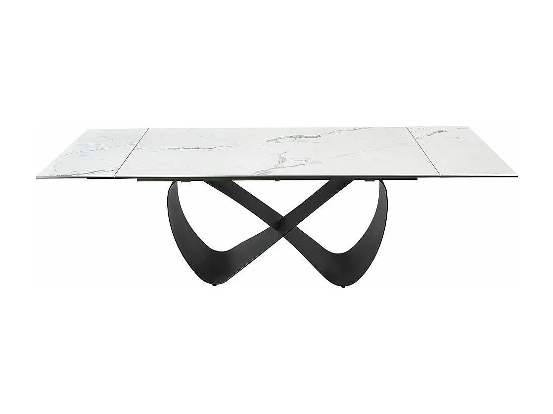 Mesa de comedor extensible en cristal templado y porcelánico VENECIA 160/240(40+40) x 90 x 76 cm Patas metal