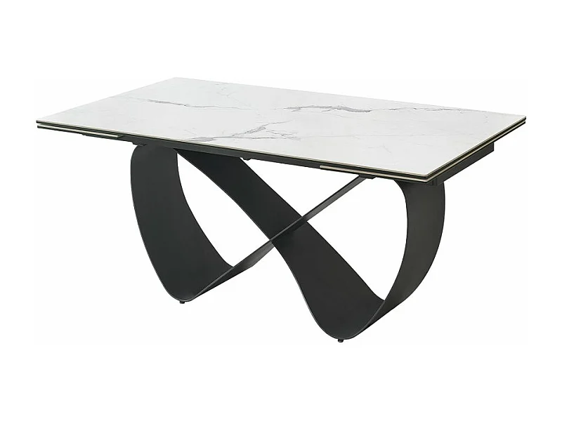 Mesa de comedor extensible en cristal templado y porcelánico VENECIA 160/240(40+40) x 90 x 76 cm Patas metal