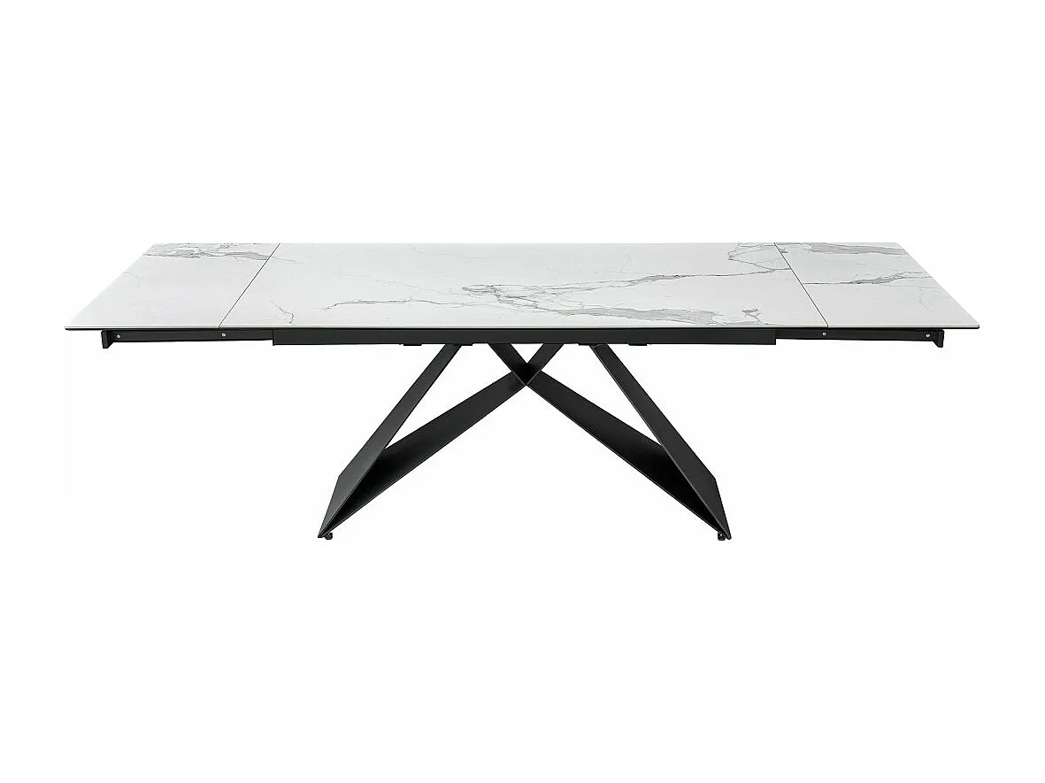 Mesa de comedor extensible en cristal templado y porcelánico ENZO 160/240(40+40) X 90 X 76 cm Patas Metal