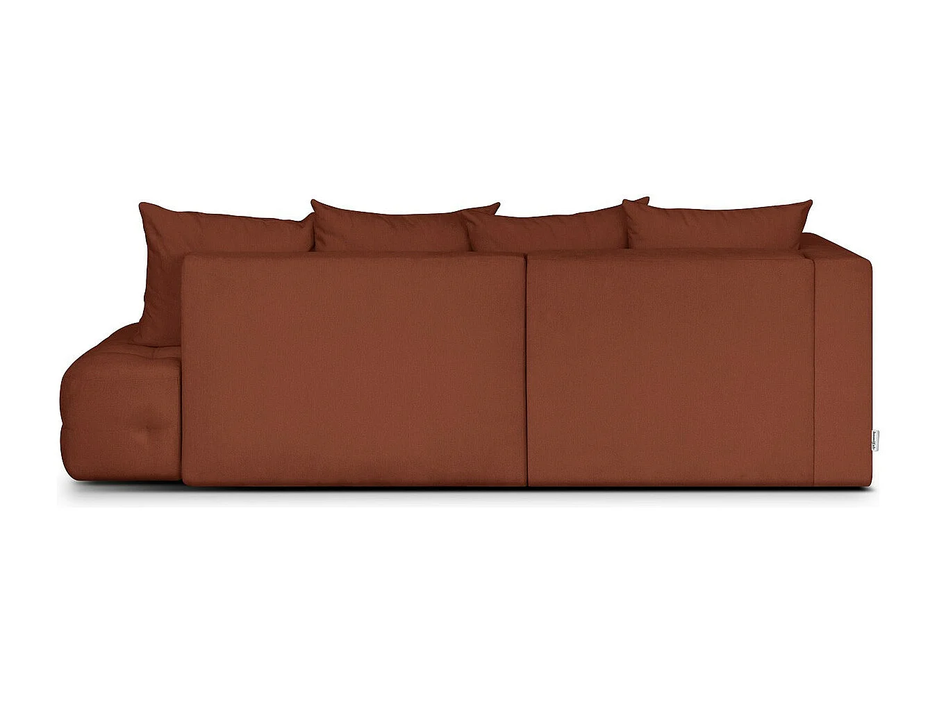 Canapé d'angle ouvert à gauche convertible 3 places avec coffre de rangement en tissu chenille terracotta - Léo
