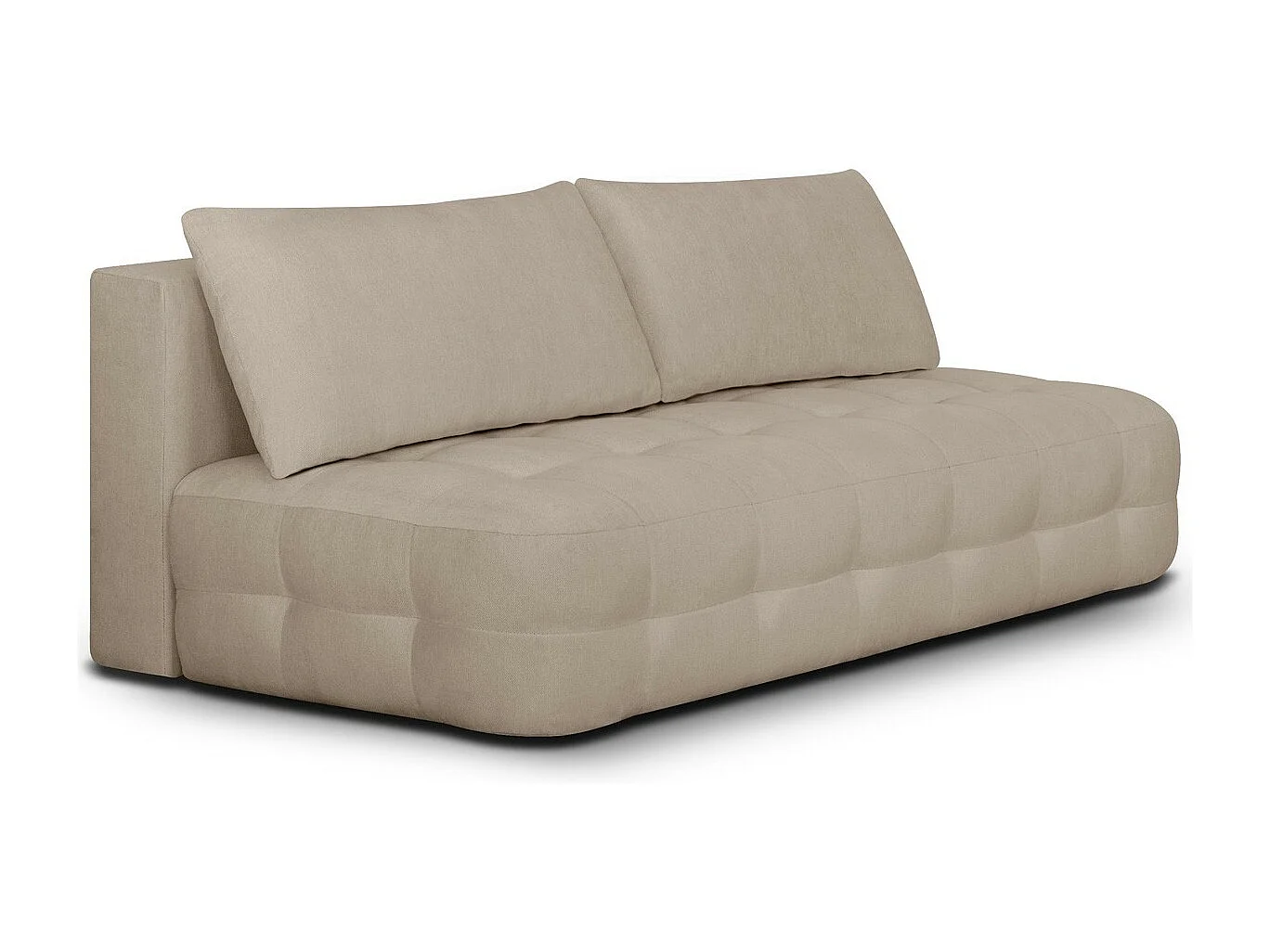 Canapé convertible 3 places avec coffre de rangement en tissu chenille taupe - Léo