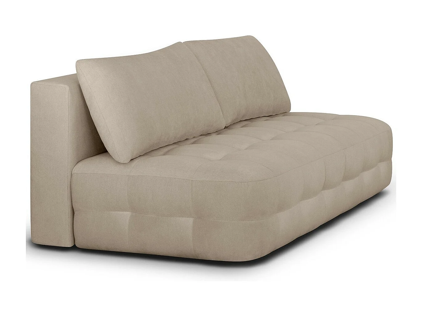 Canapé convertible 3 places avec coffre de rangement en tissu chenille taupe - Léo