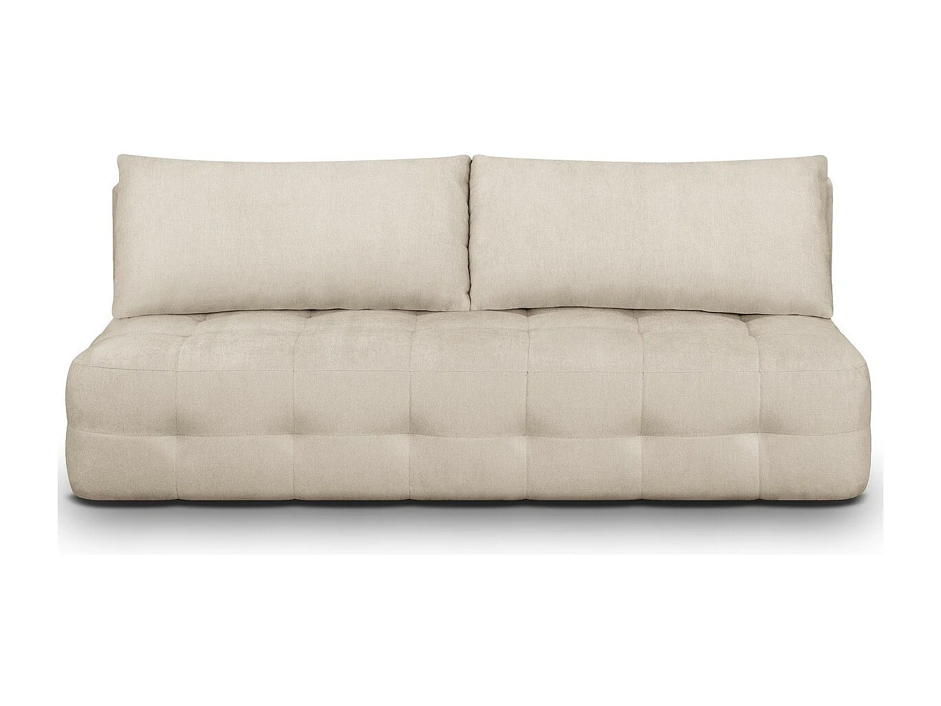 Canapé convertible 3 places avec coffre de rangement en tissu chenille beige - Léo