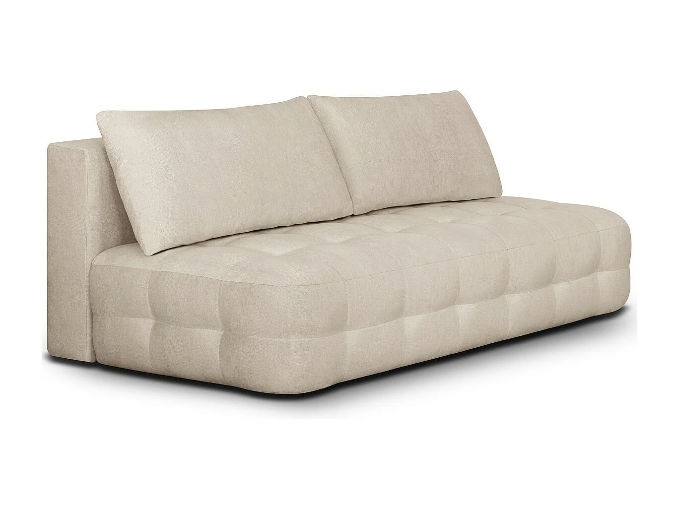 Canapé convertible 3 places avec coffre de rangement en tissu chenille beige - Léo