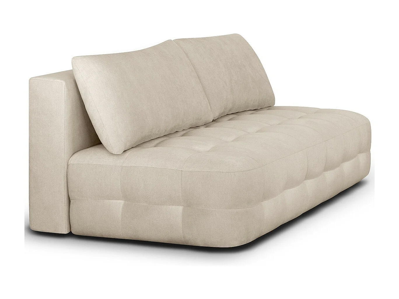 Canapé convertible 3 places avec coffre de rangement en tissu chenille beige - Léo