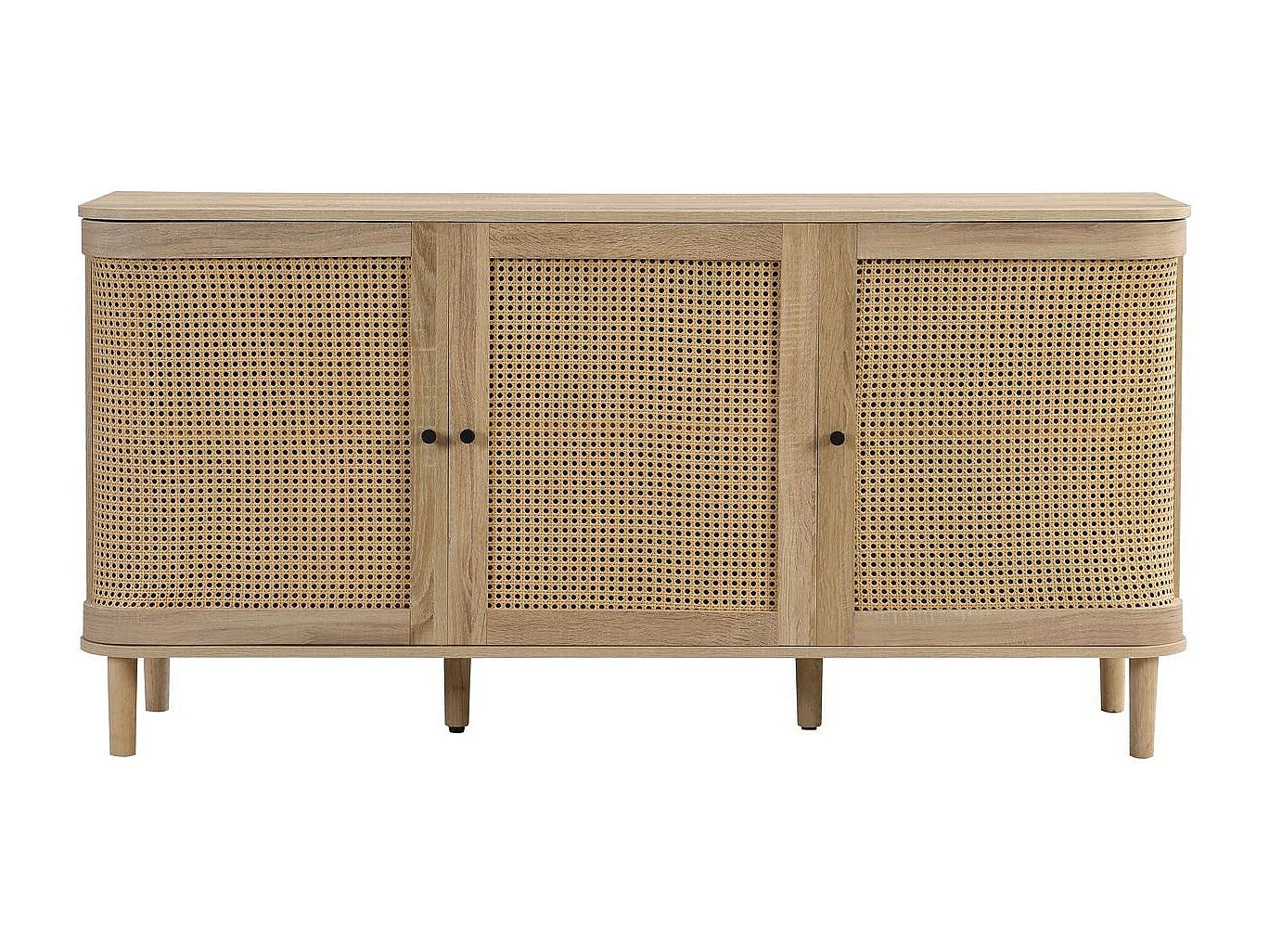 Buffet 3 portes couleur chêne et cannage 150 cm - Bali