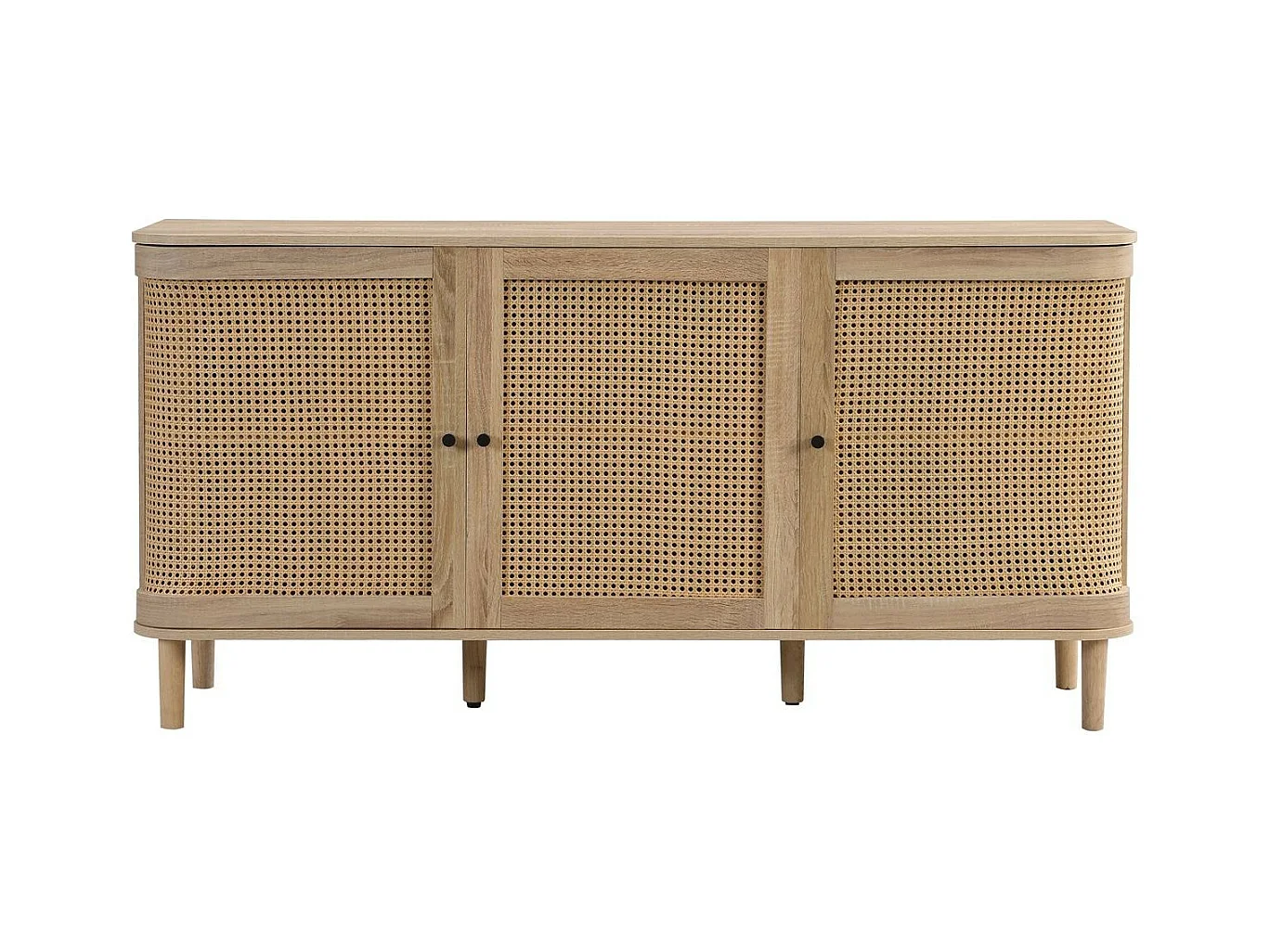 Buffet 3 portes couleur chêne et cannage 150 cm - Bali