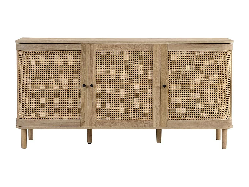 Buffet 3 portes couleur chêne et cannage 150 cm - Bali