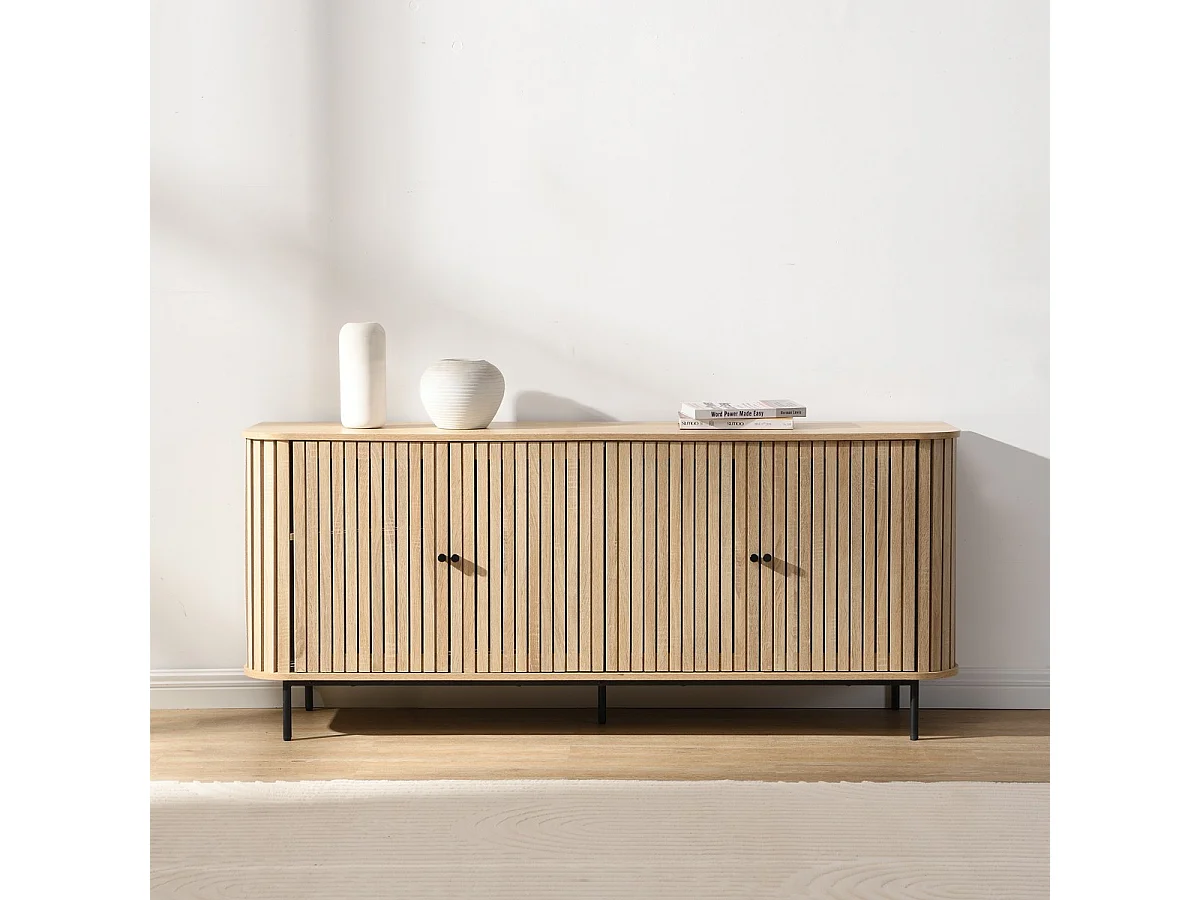 Buffet 4 portes couleur chêne 168 cm - Solna