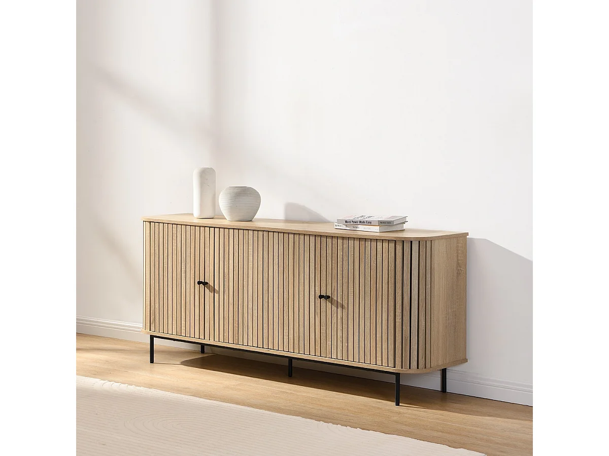 Buffet 4 portes couleur chêne 168 cm - Solna