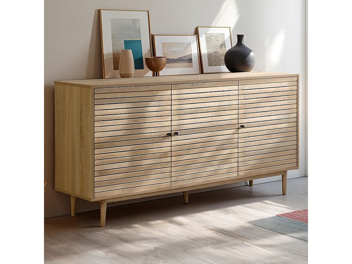 Buffet 3 portes couleur chêne 160 cm - Tivoli