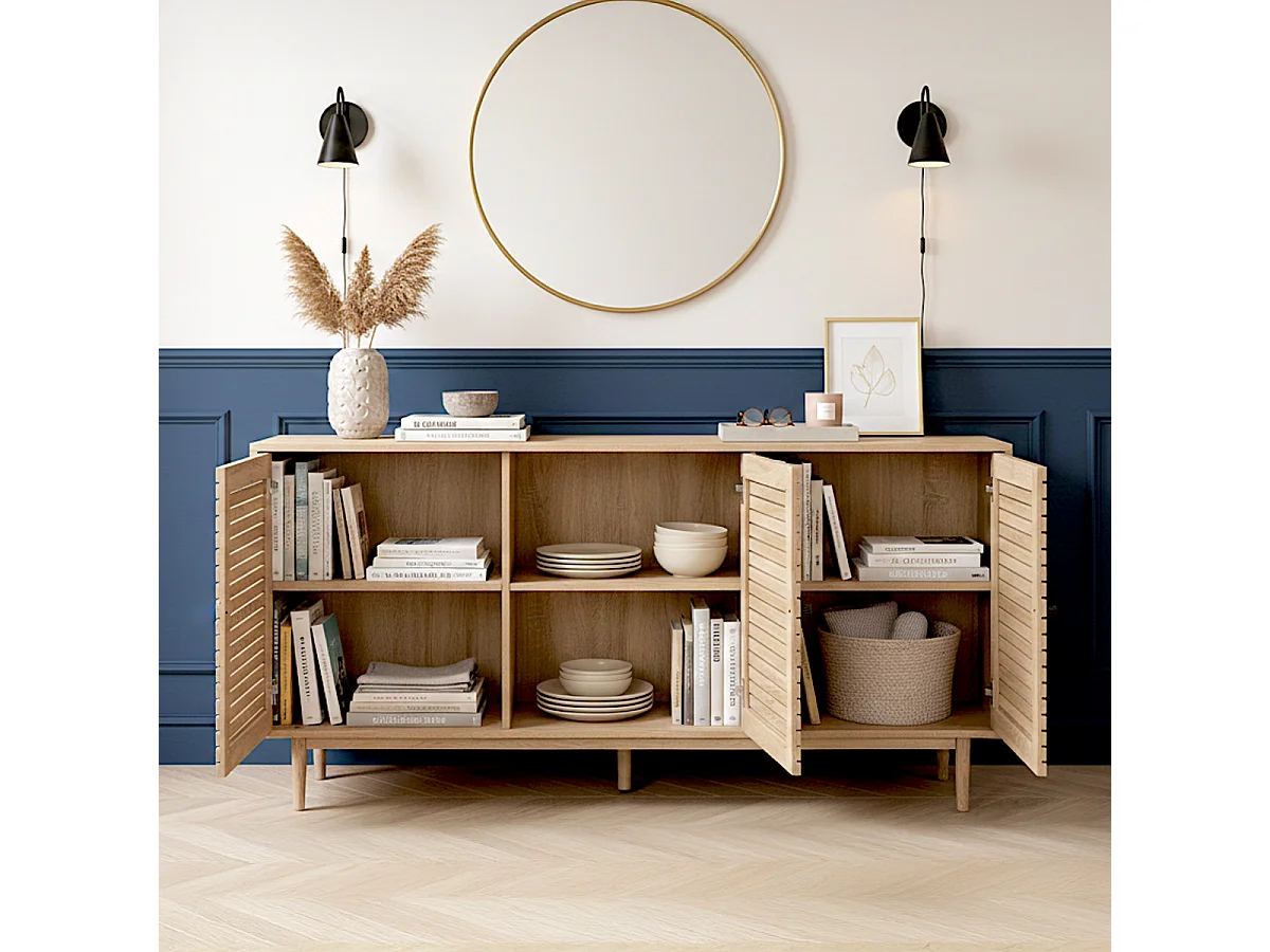 Buffet 3 portes couleur chêne 160 cm - Tivoli