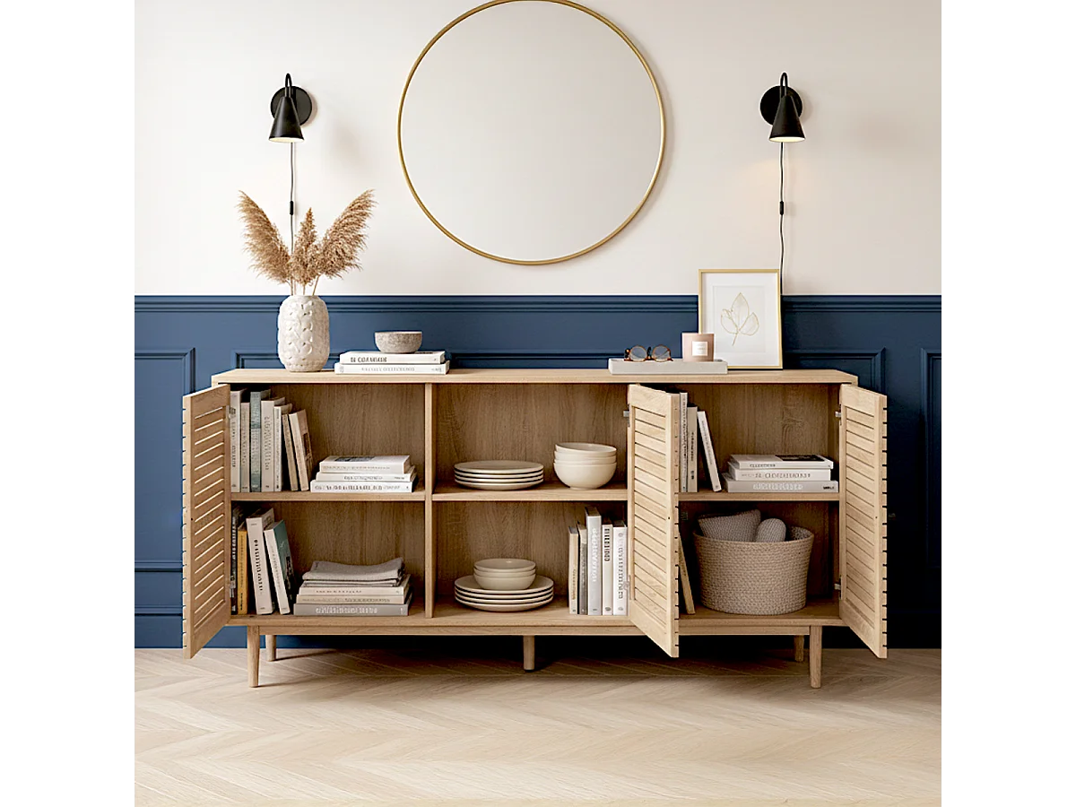 Buffet 3 portes couleur chêne 160 cm - Tivoli