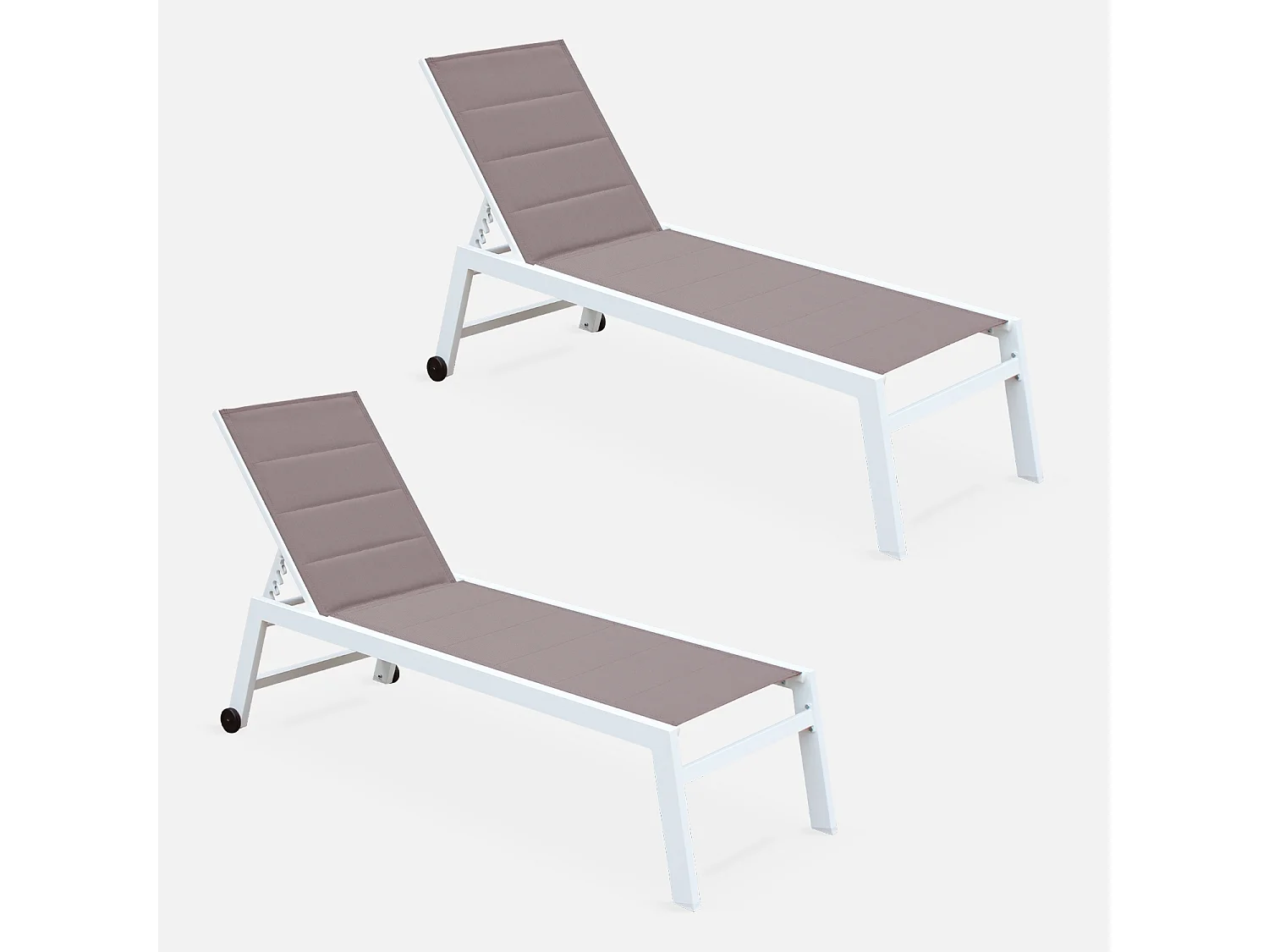 Set di 2 lettini prendisole multiposizione in textilene trapuntato e