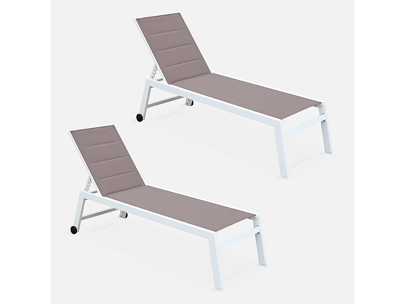 Set di 2 lettini prendisole multiposizione in textilene trapuntato e