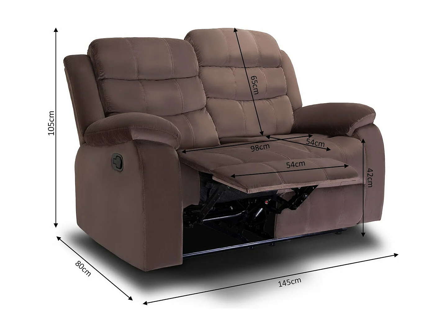 Conjunto de Sofás Reclináveis ​​3+2+1 lugares Grace Marrom