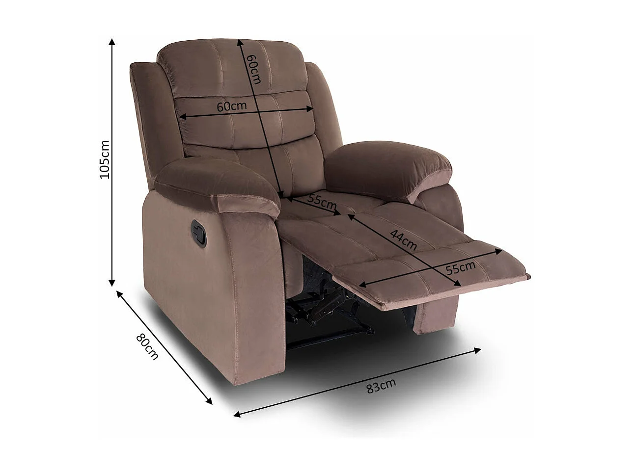 Conjunto de Sofás Reclináveis ​​3+2+1 lugares Grace Marrom