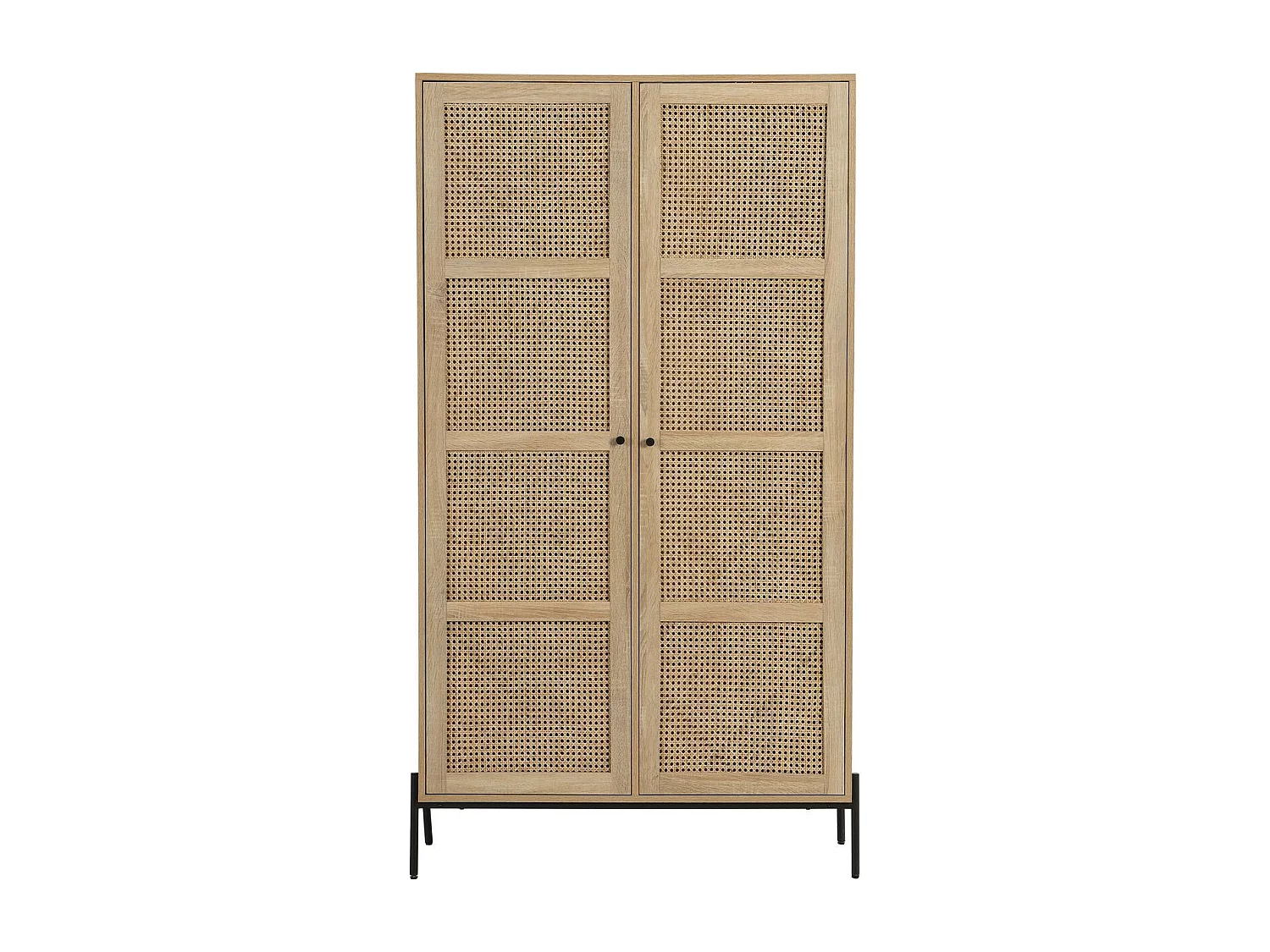 Armoire 2 portes en cannage et effet chêne 100 cm - Iris