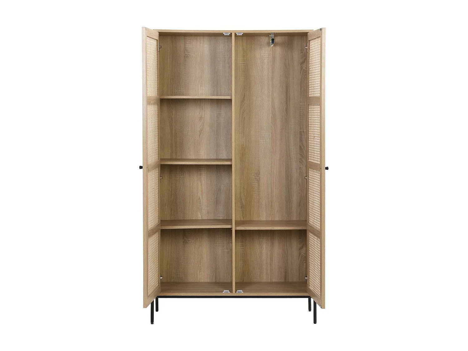 Armoire 2 portes en cannage et effet chêne 100 cm - Iris
