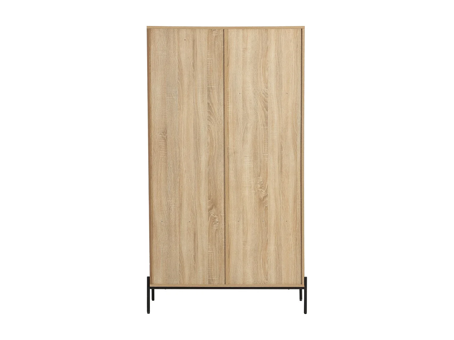 Armoire 2 portes en cannage et effet chêne 100 cm - Iris
