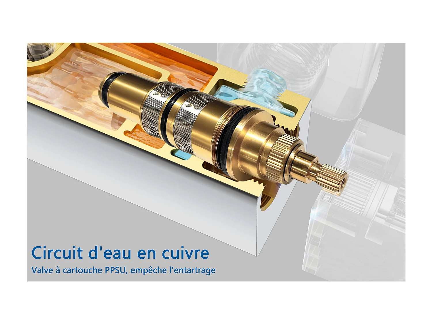 AICA colonne de douche thermostatique en laiton, douche de tête carrée 20X20CM, hauteur réglable