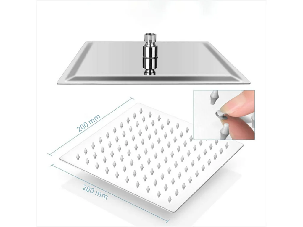 AICA colonne de douche thermostatique en laiton, douche de tête carrée 20X20CM, hauteur réglable