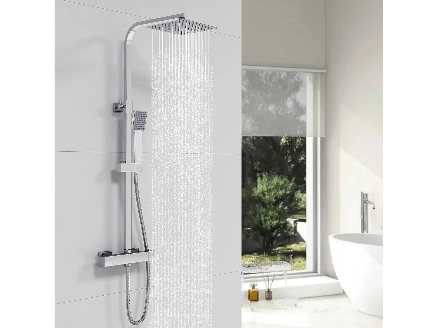 AICA colonne de douche thermostatique, avec mitigeur réglable en hauteur