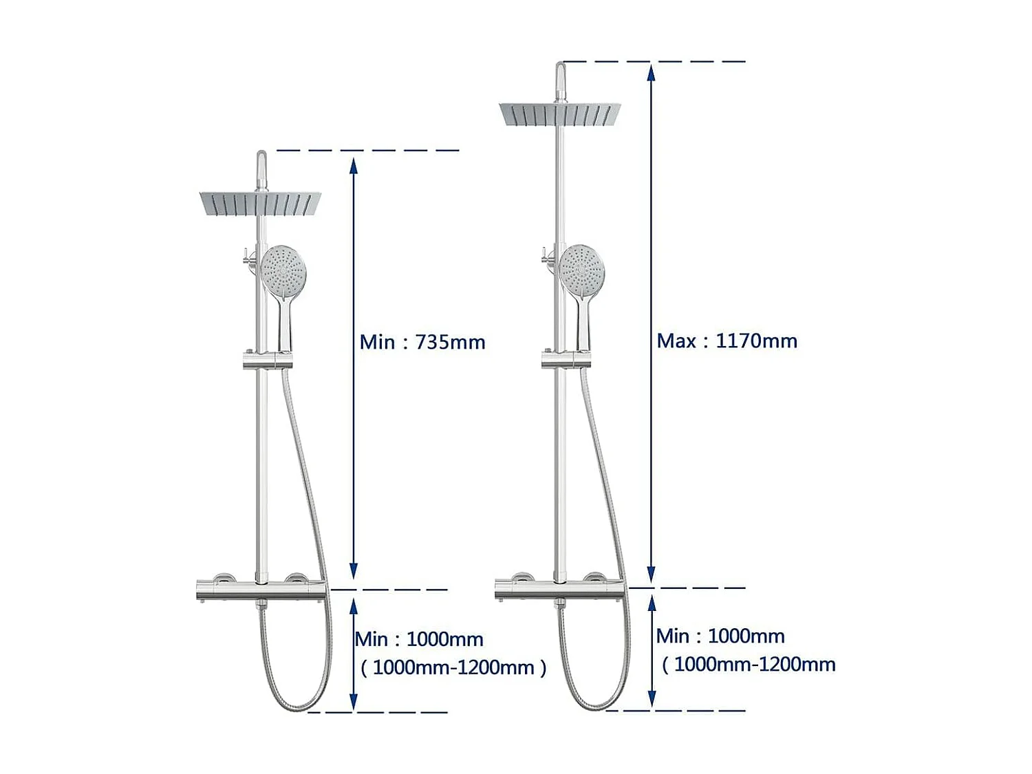 AICA Colonne de douche thermostatique, avec mitigeur thermostatique