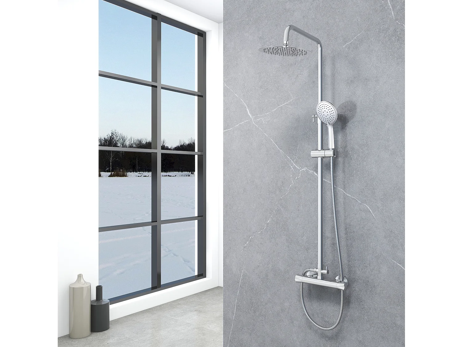 AICA Colonne de douche thermostatique, avec mitigeur thermostatique