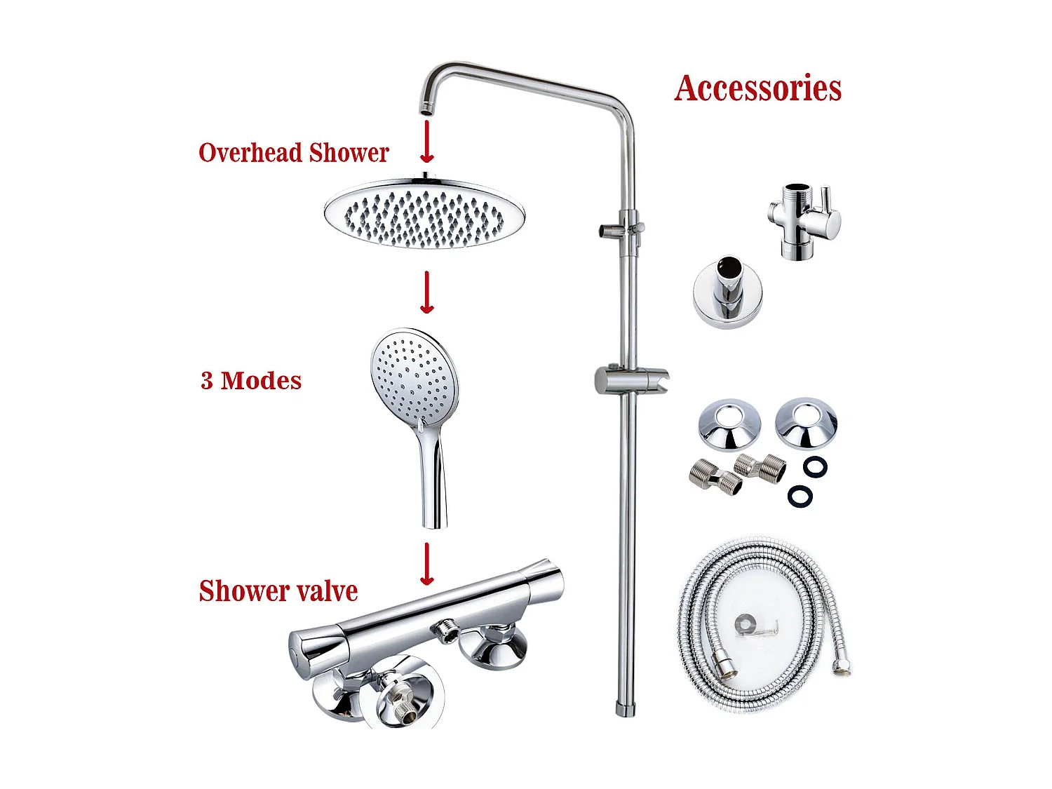 AICA Colonne de douche thermostatique, avec mitigeur thermostatique