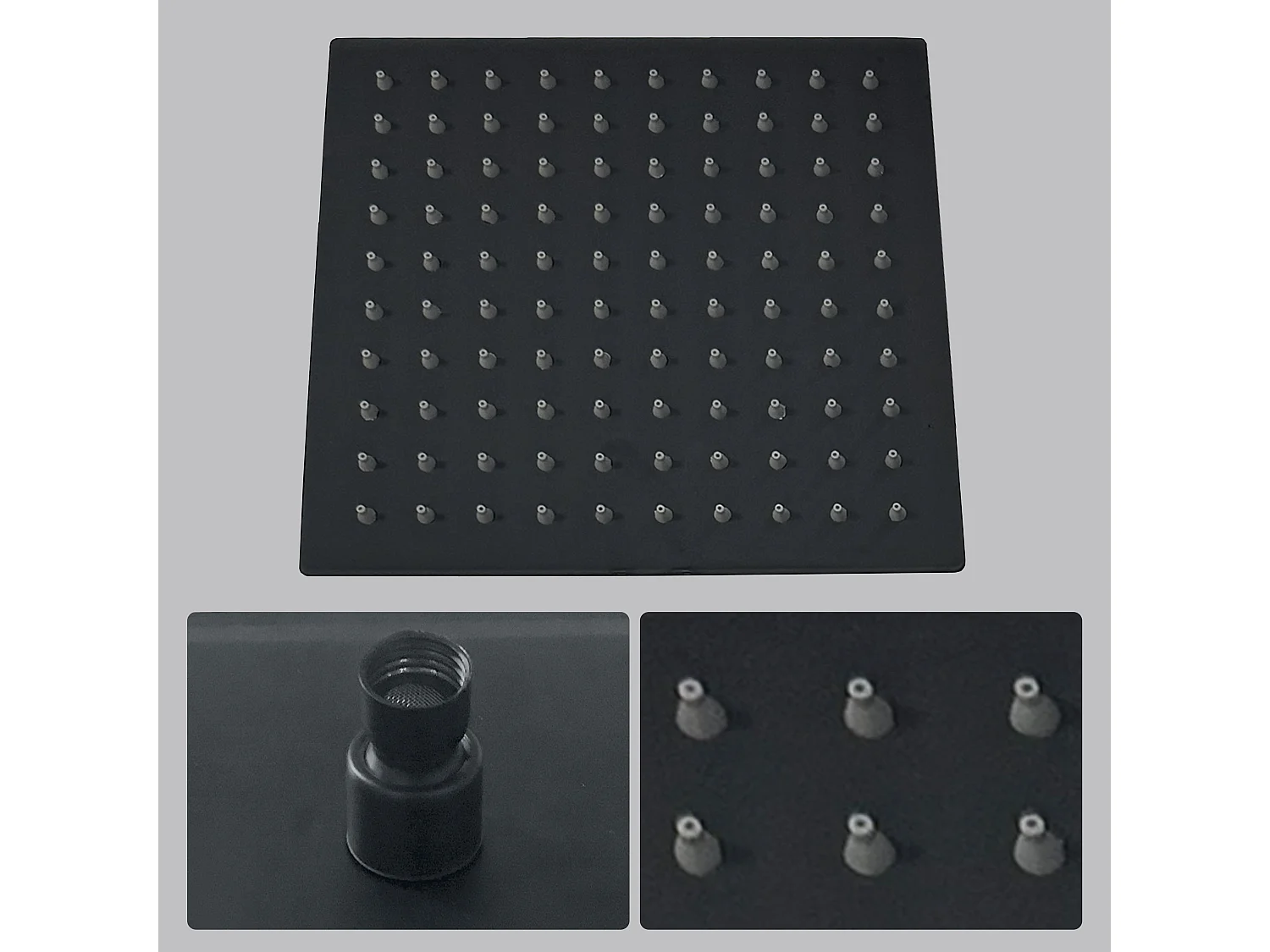 AICA colonne de douche thermostatique noir mat avec douche de tête carrée et douchette à main avec hauteur réglable