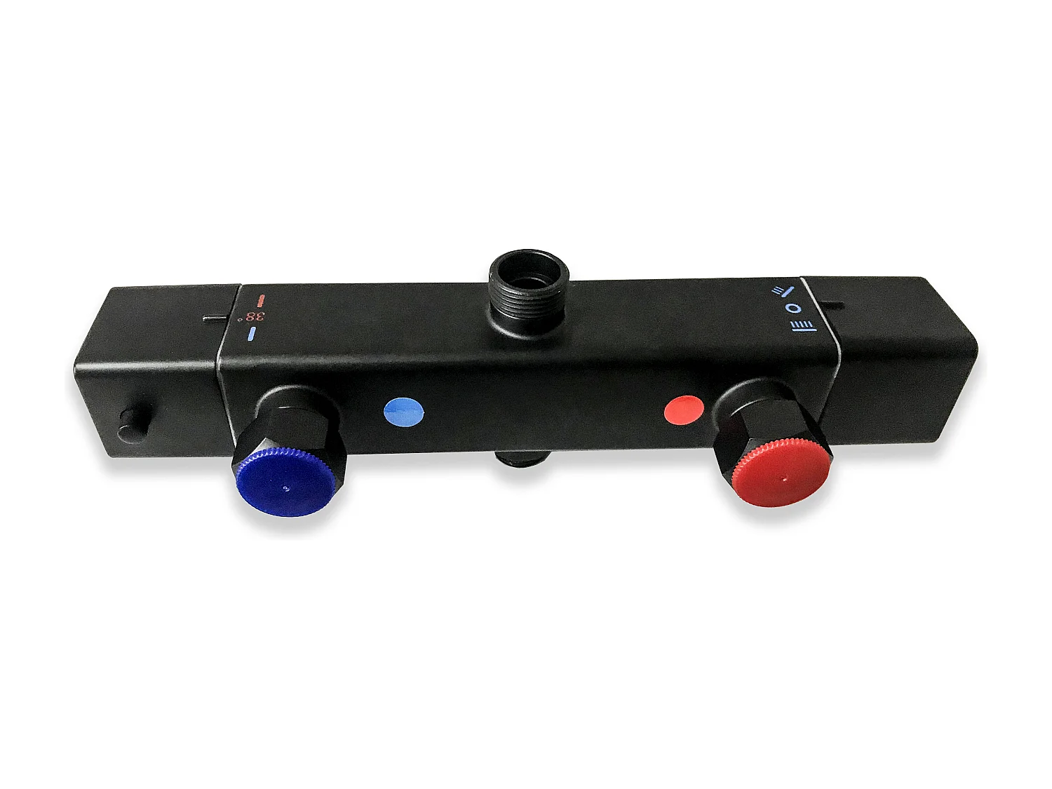 AICA colonne de douche thermostatique avec pomme de douche 10",noir, hauteur réglable 76-118 cm