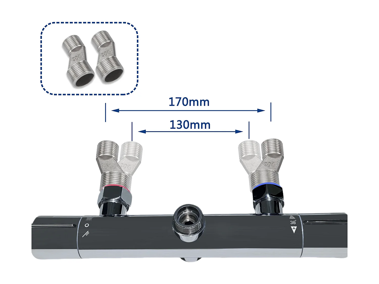 AICA Colonne de douche thermostatique chromée, avec douche de tête ronde et douchette à main réglable en plusieurs modes