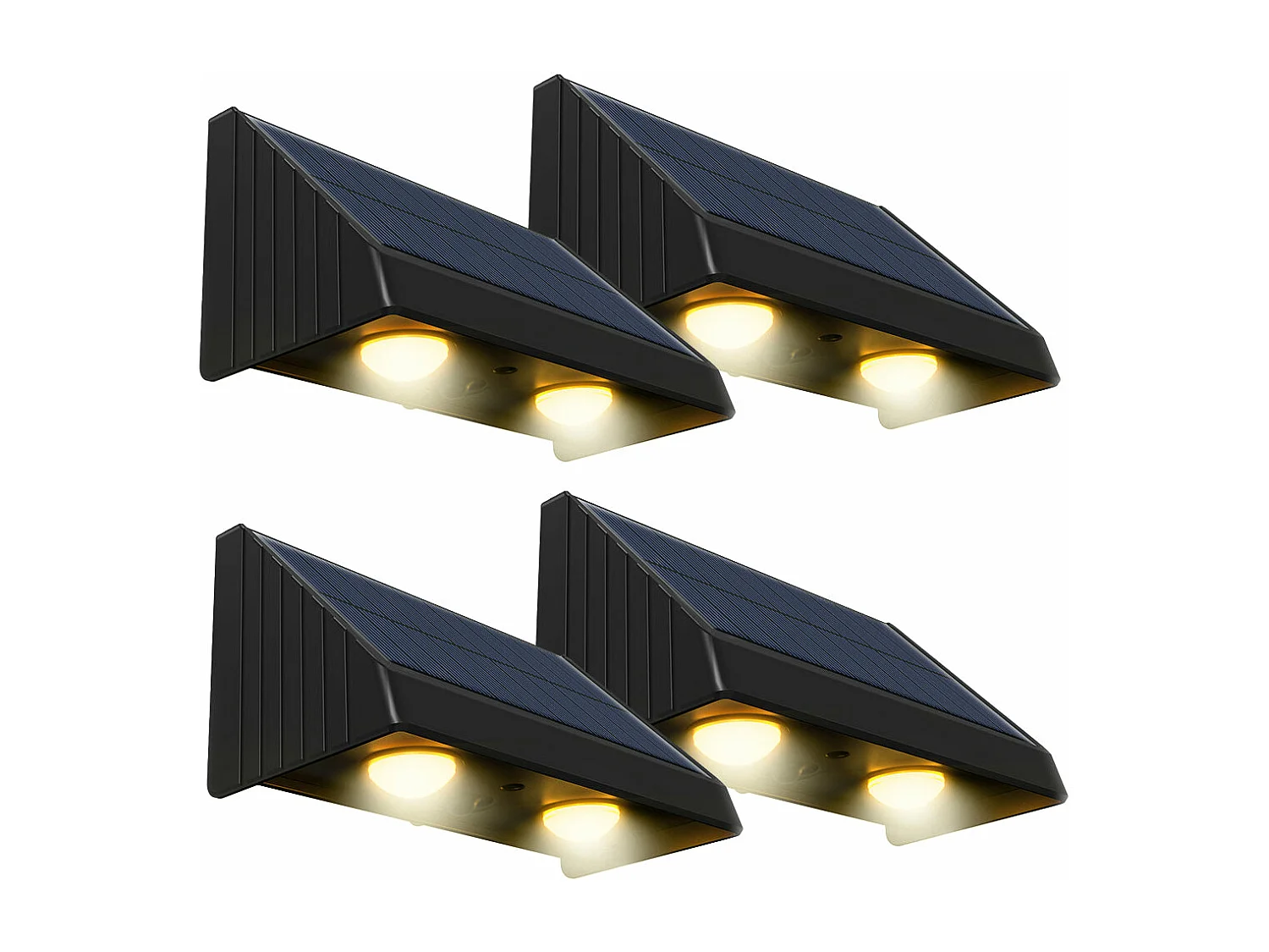Lot de 4 lampes murales solaires KYLA Noir Plastique H6cm