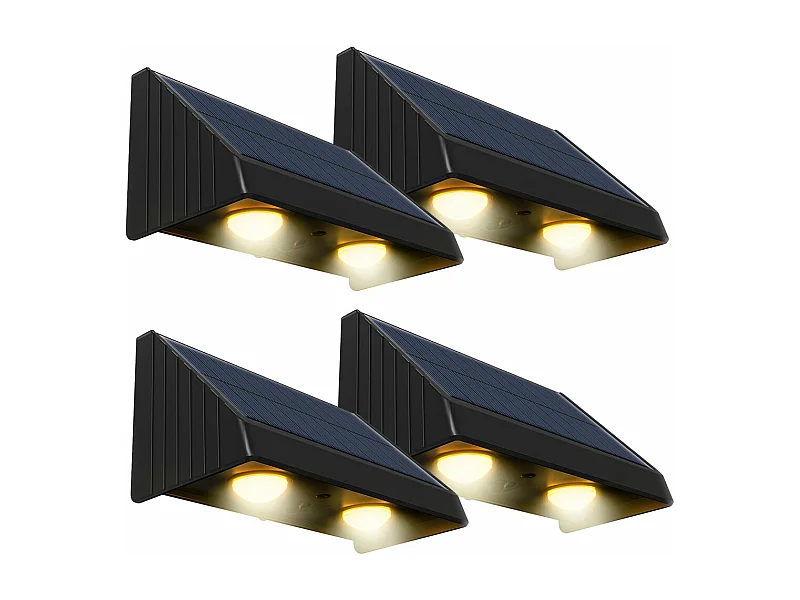Lot de 4 lampes murales solaires KYLA Noir Plastique H6cm