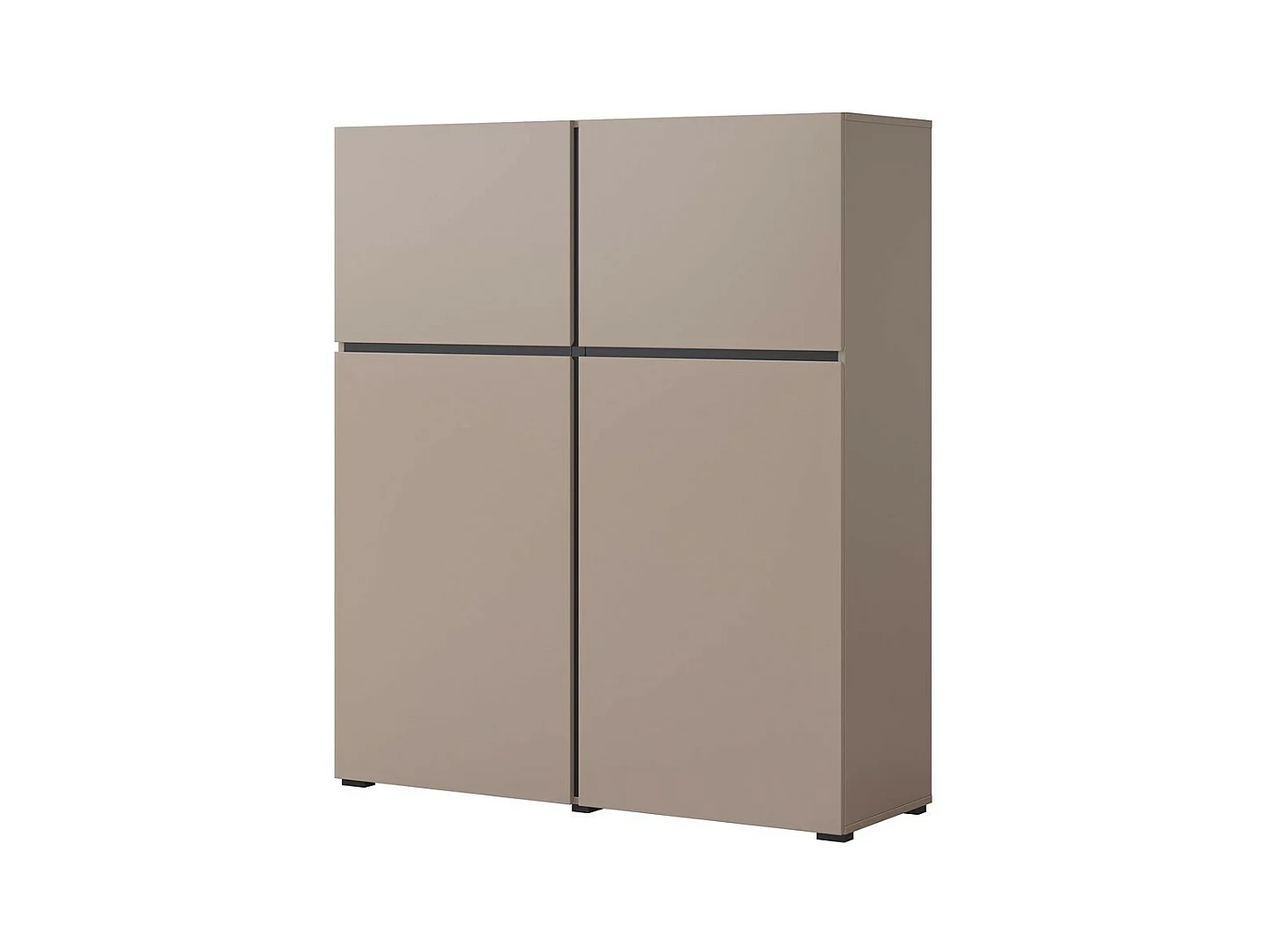 Buffet haut coloris beige et noir L120xH140xP40 collection HAVANA. Bahut  haut design avec 4 portes.