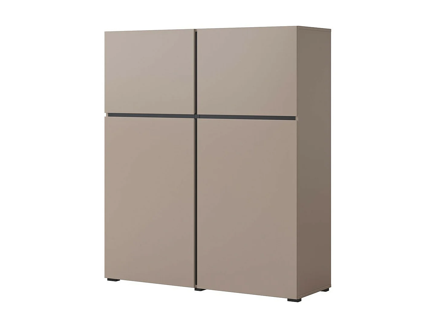 Buffet hoog in beige en zwart kleur L120xH140xP40 collectie HAVANA. Hoog dressoir design met 4 deuren.