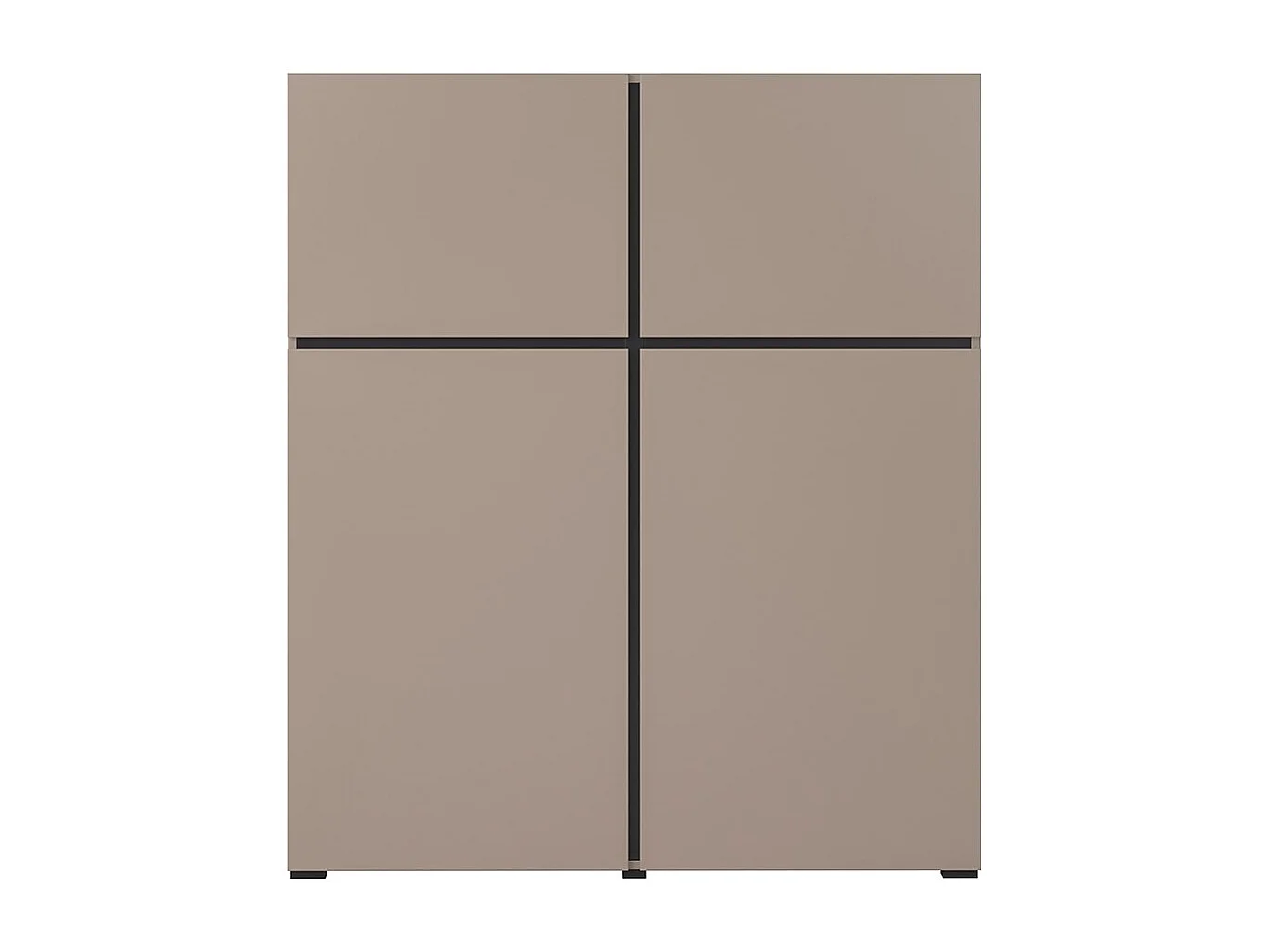 Buffet hoog in beige en zwart kleur L120xH140xP40 collectie HAVANA. Hoog dressoir design met 4 deuren.